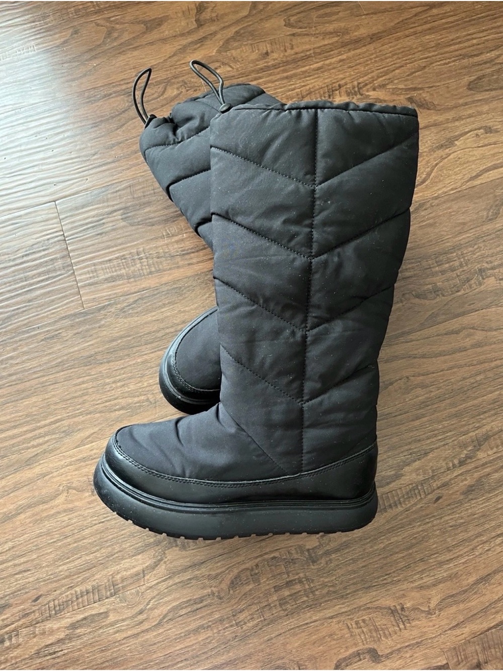 Forever 21 Black Quilted Tall Snow Boots